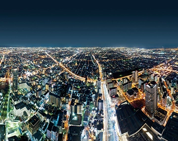 大阪夜景燈海與城市光影景色