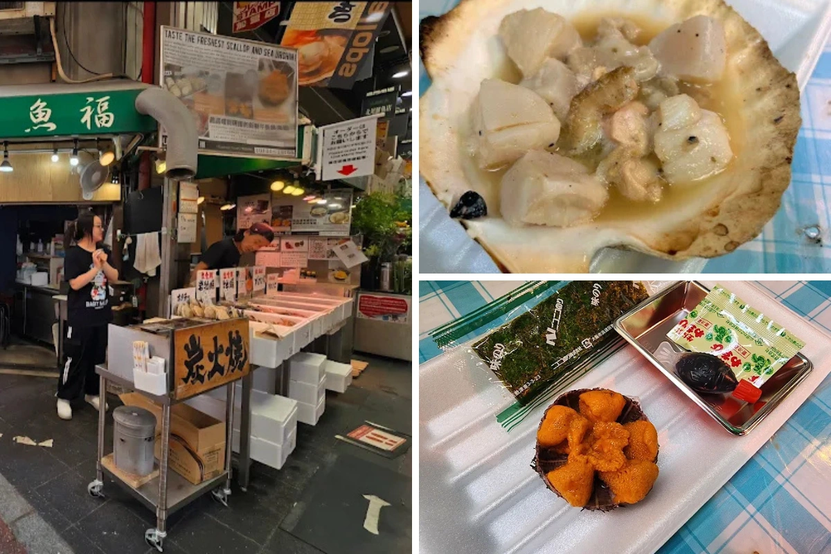 黑門市場美食:魚福烤扇貝
