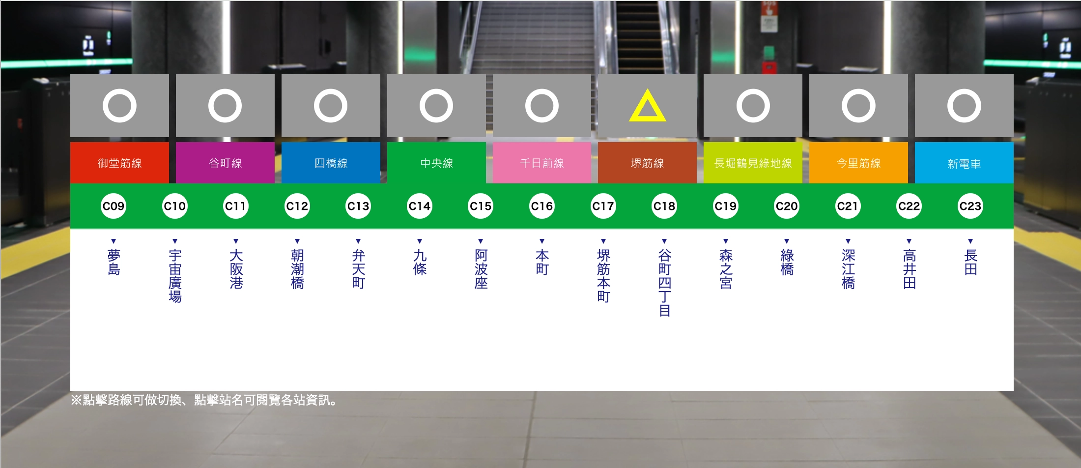 大阪地鐵:中央線(綠色,代號C)