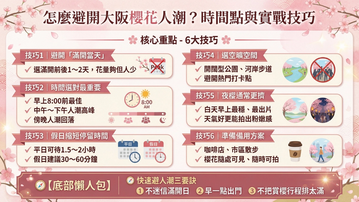 怎麼避開大阪櫻花人潮?時間點與實戰技巧
