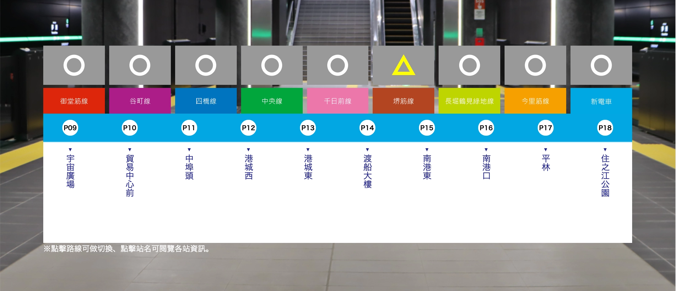 大阪地鐵:南港港城線/新電車(New Tram,淺藍色,代號P)