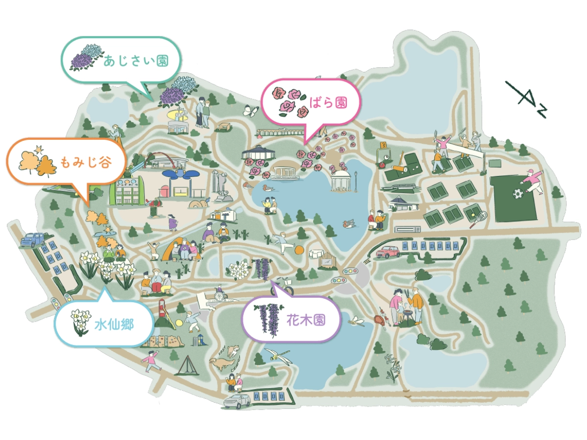 蜻蛉池公園季節性花卉導覽地圖