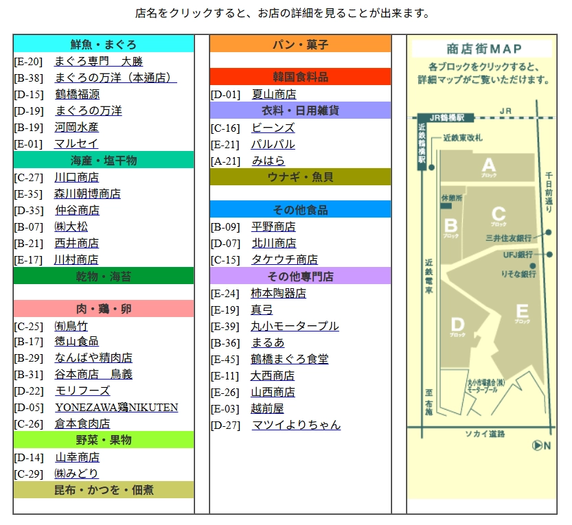 鶴橋市場店面位置圖