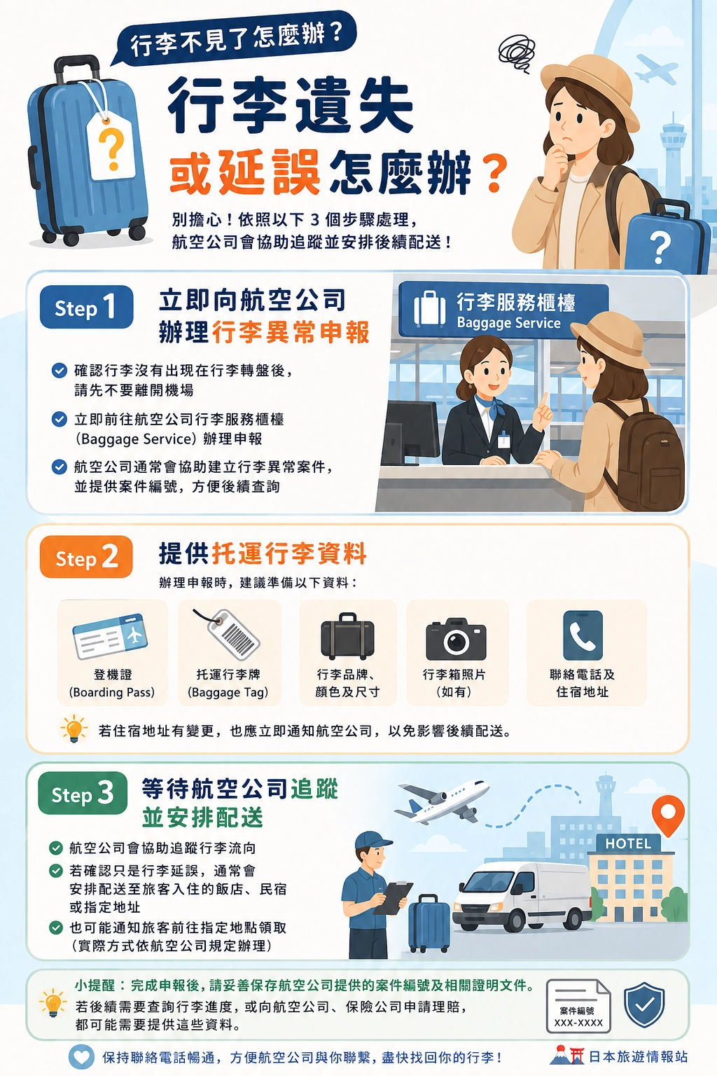 行李遺失或延誤怎麼辦?
