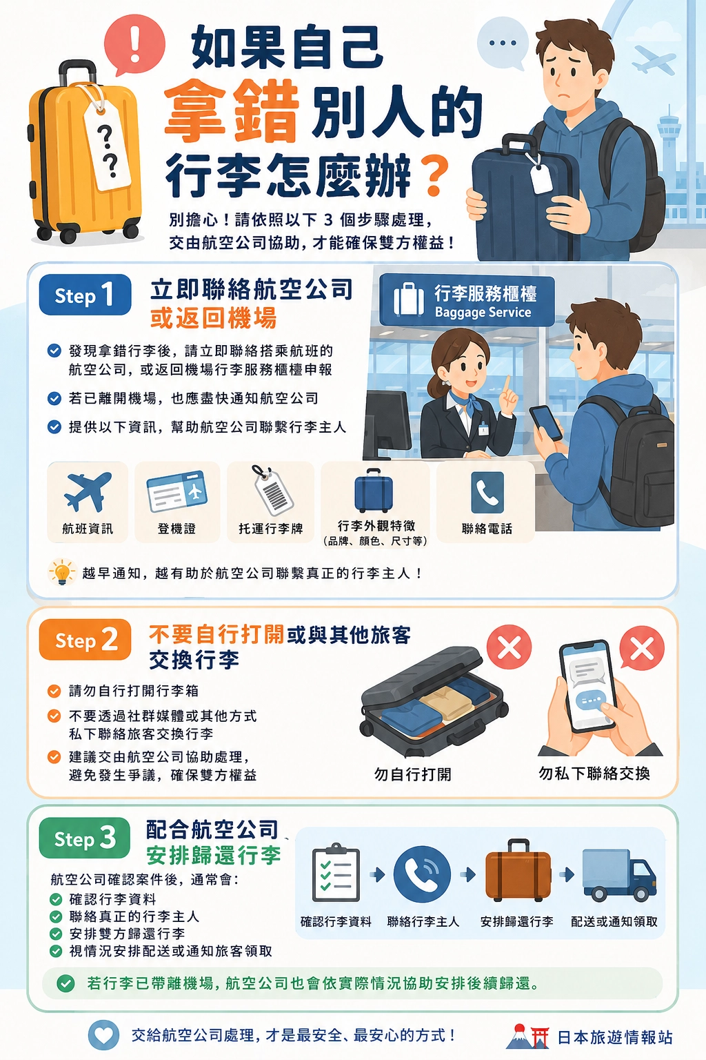 如果自己拿錯別人的行李怎麼辦？