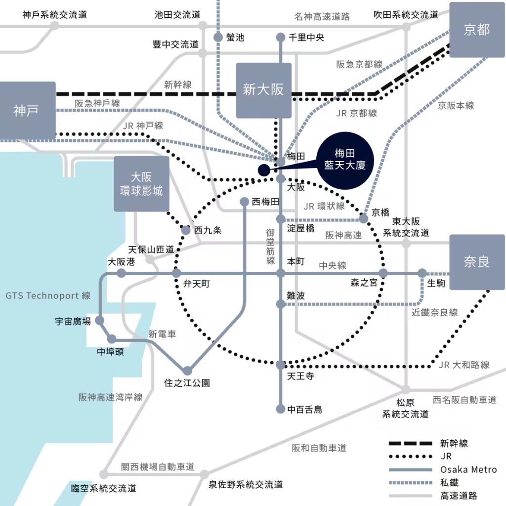 梅田藍天大廈官網圖解路線
