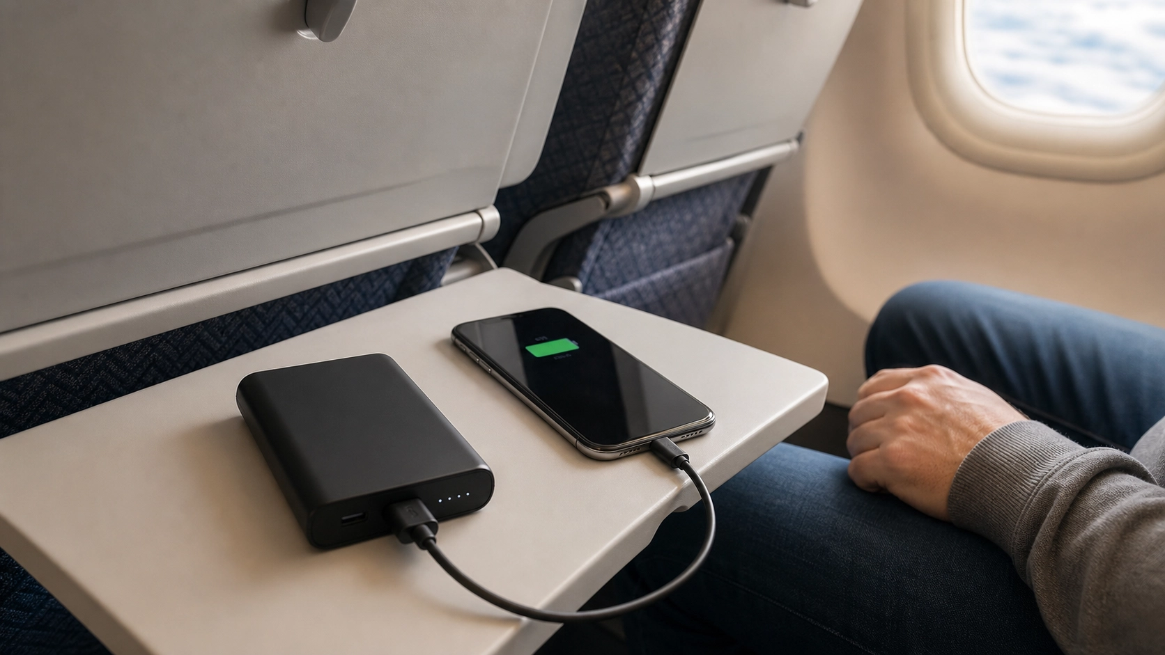 機艙內行動電源充電示意圖